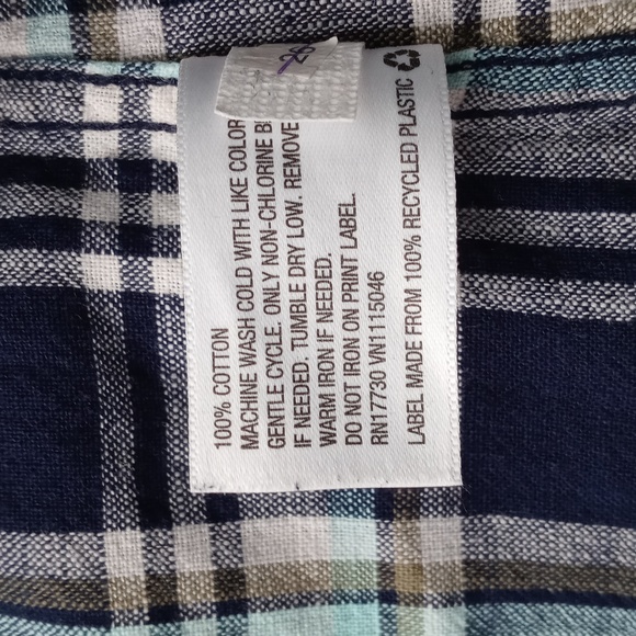 MOSSIMO SUPPLY CO. MEN'S BLUE PLAID LONG-SLEEVE BUTTON-DOWN SHIRT. SIZE S/P. - Picture 8 of 15